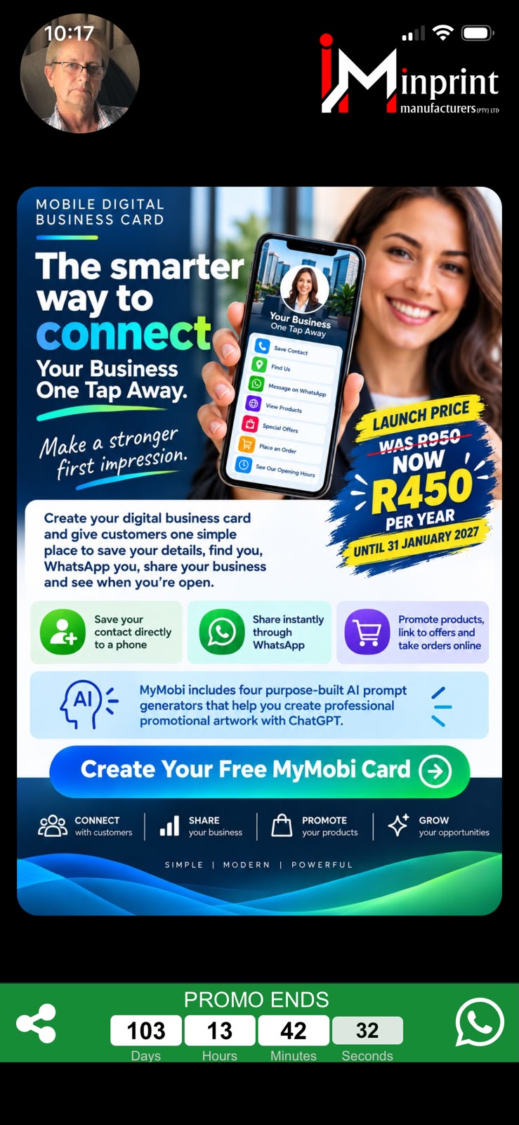 MyMobi example business card