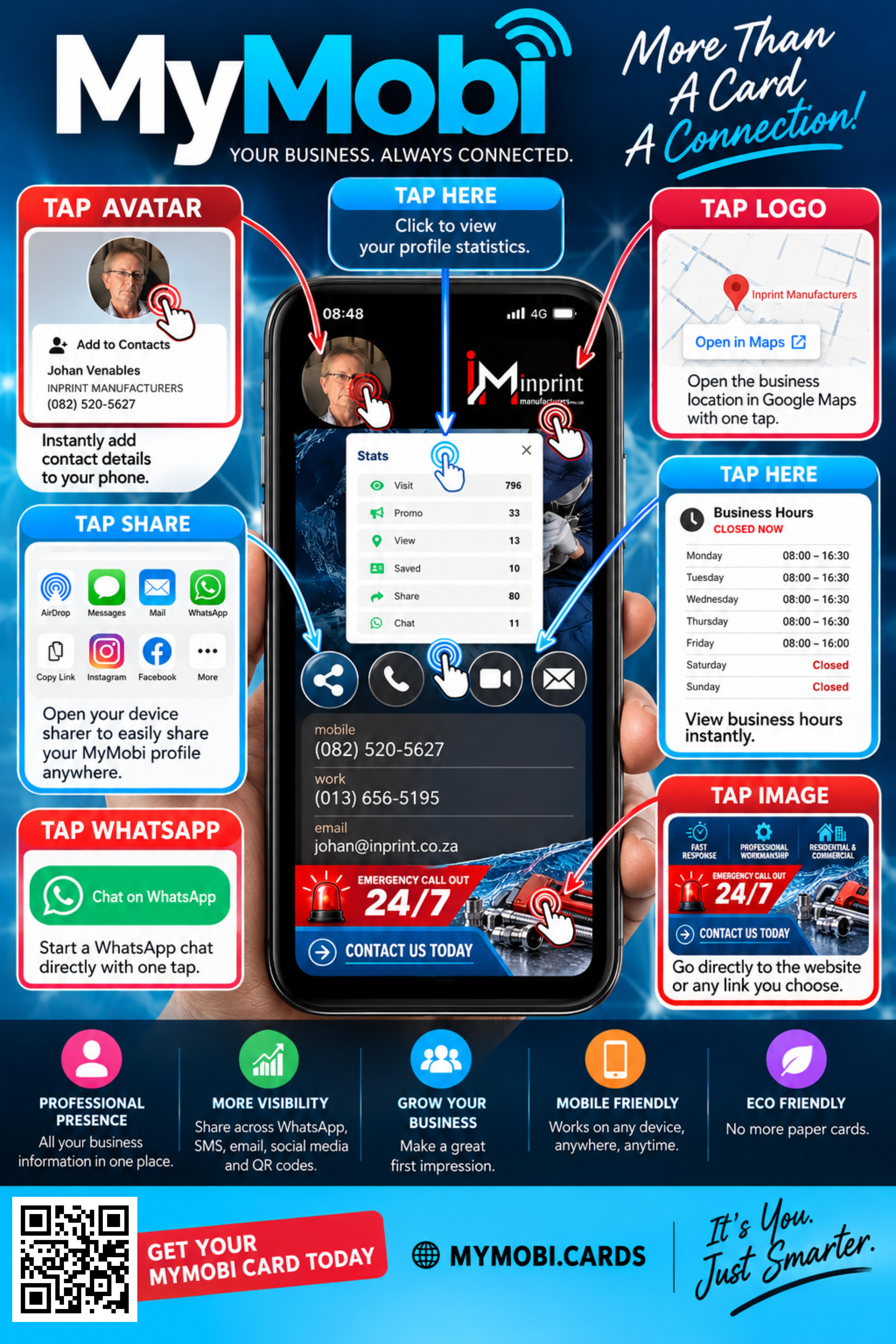 MyMobi digital business card preview